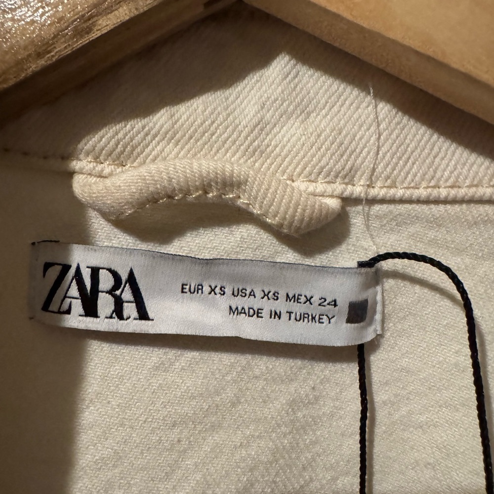 Zara Cream Jean Jacket with Fringe - Picture 5 of 5
